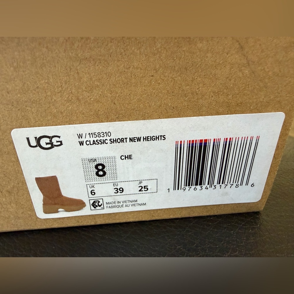 UGG Classic Short New Heights Women's Size 8 Chestnut Platform Boots NIB - Picture 5 of 6